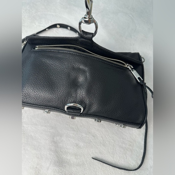 Rebecca Minkoff Black Leather Crossbody Bag Medium Size With Silver Hardware - Picture 6 of 14